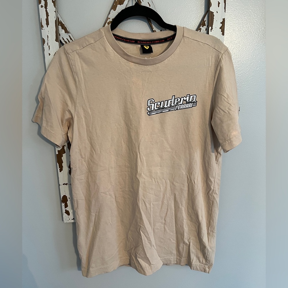 PUMA Ferrari Race back print T-shirt in‎ oatmeal size small